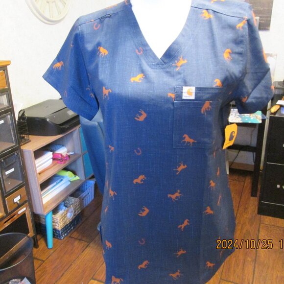 NWT Carhartt Women's Scrub Size Small Blue - Picture 1 of 4